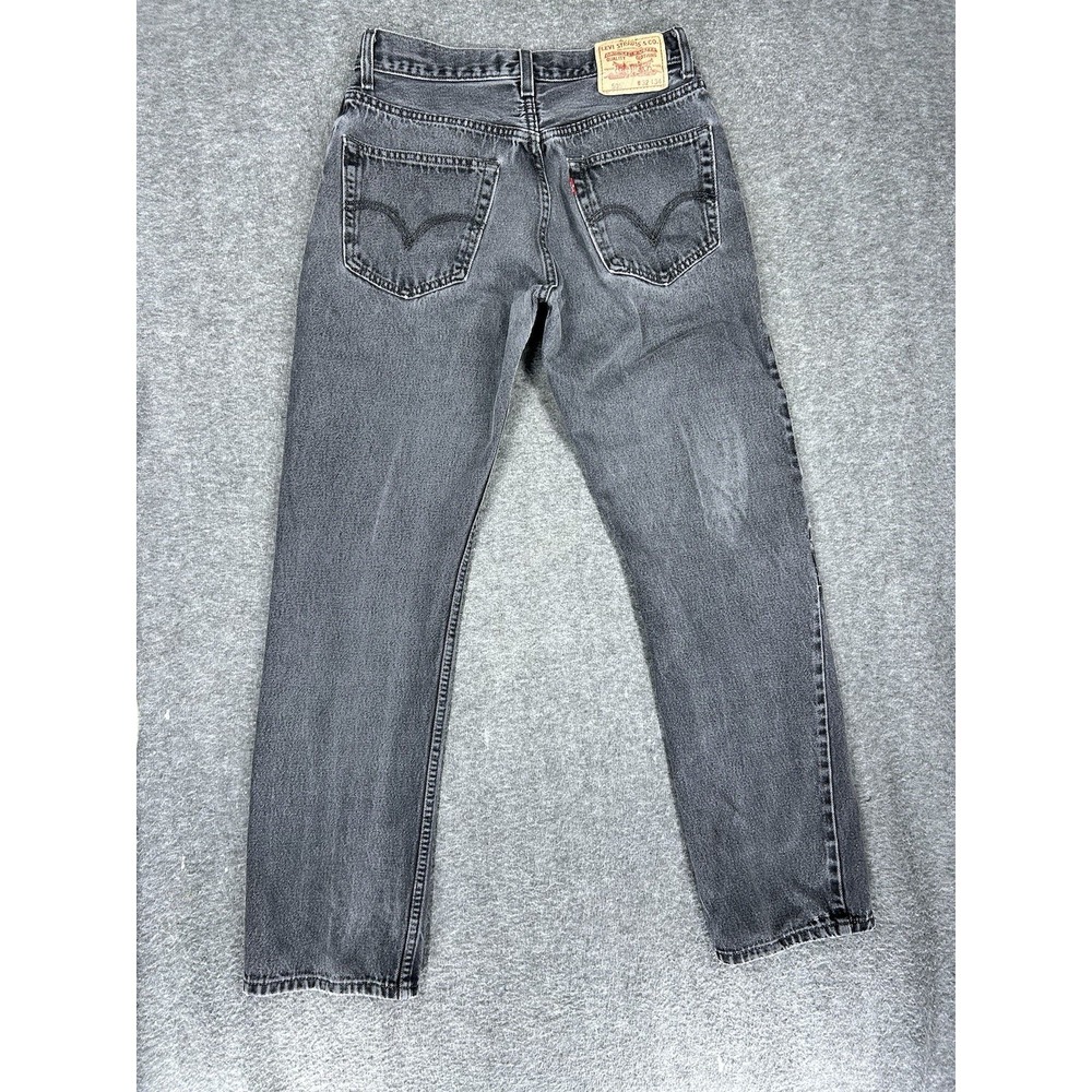 Levis 505 Regular Fit Jeans Mens 32x34 (fits 30x32) Black Denim Straight Leg Y2K - Picture 9 of 13
